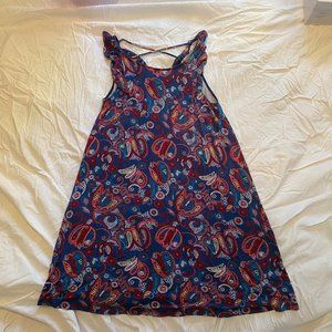 Loft Paisley Patterned Ruffled Short Sleeve Dress